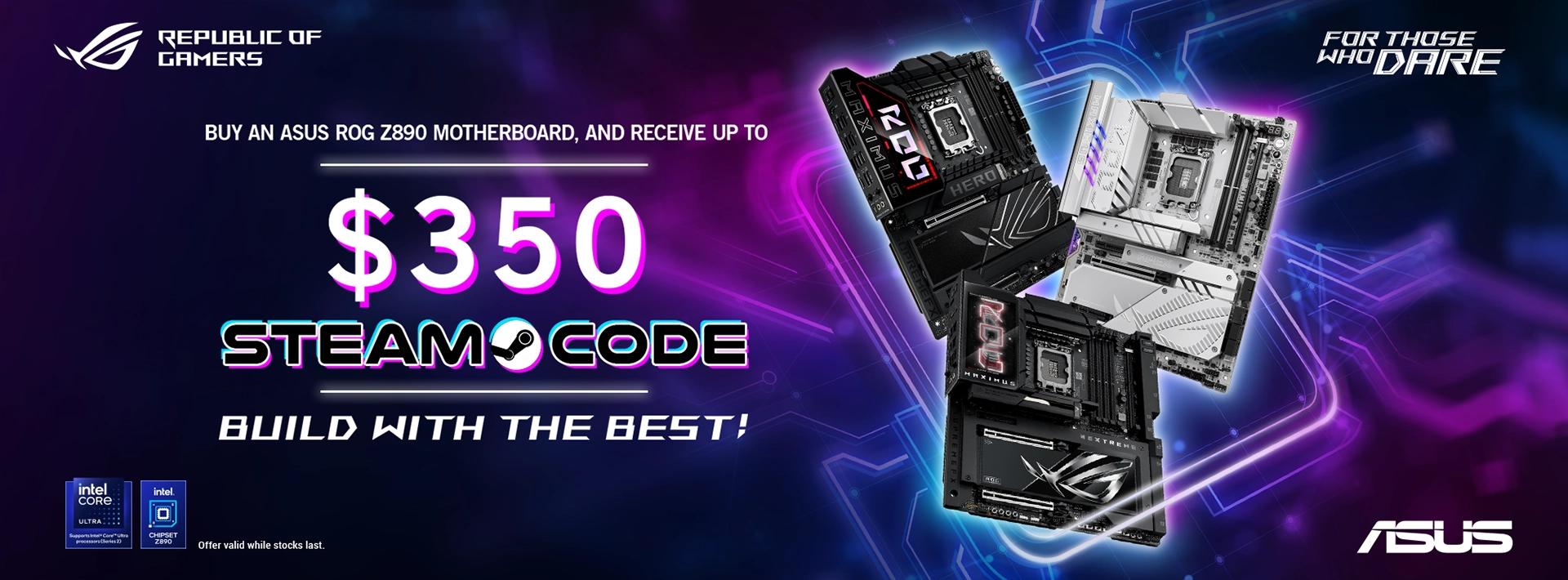ASUS ROG Z850 Motherboard Offer – Get up to $350 Steam Code